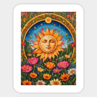 Tarot Sun and Flowers Print - By Free Spirits and Hippies Official Sticker